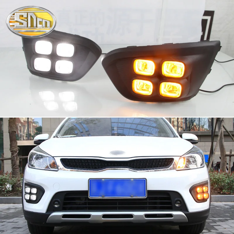  For Kia Rio X-line X line 2017 2018 2019 Yellow Turn Signal Waterproof ABS Car DRL 12V LED Daytime  - 4000203639124