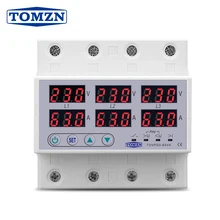 Din Rail 3 Phase Voltage Relay 380V Voltmeter Ammeter Over and Under Voltage Monitor Relays Protector Adjust Current Overvoltage