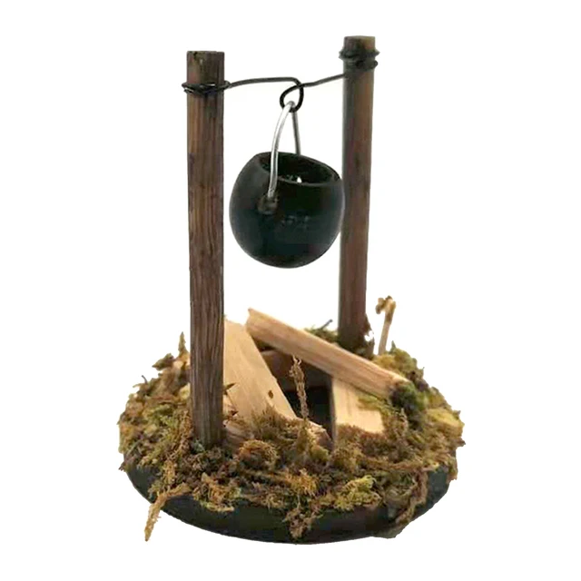1/12 Dollhouse Miniature Wooden Hanging Burning Stove Garden Landscape Outdoor Decoration 2