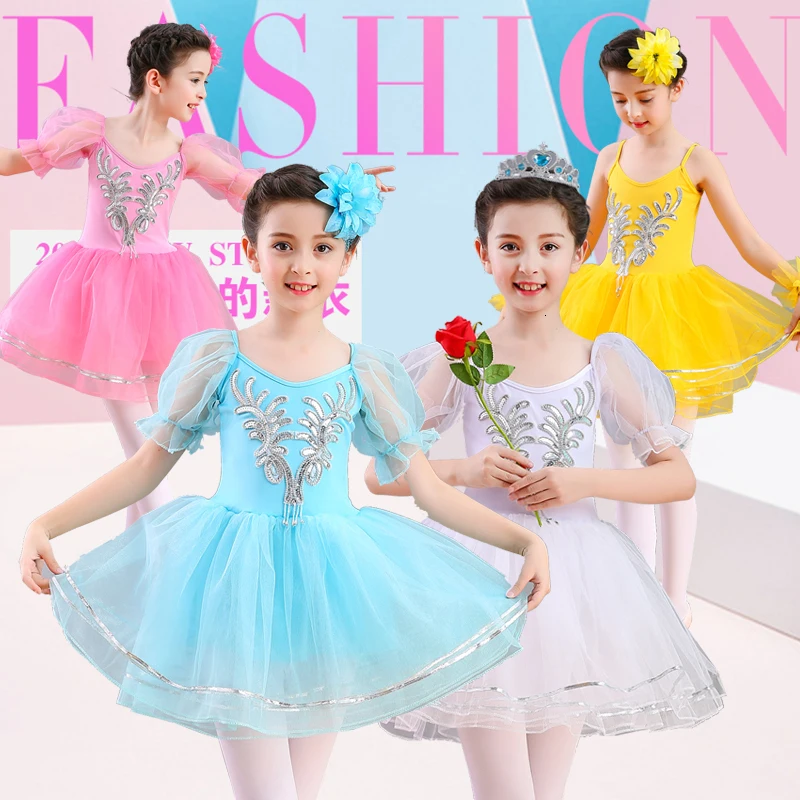 Детское платье для выступлений балетная юбка с рукавами-пузырьками юбка для танцев из чистого хлопка с изображением ангела и лебедя белая юбка-смокинг стиль