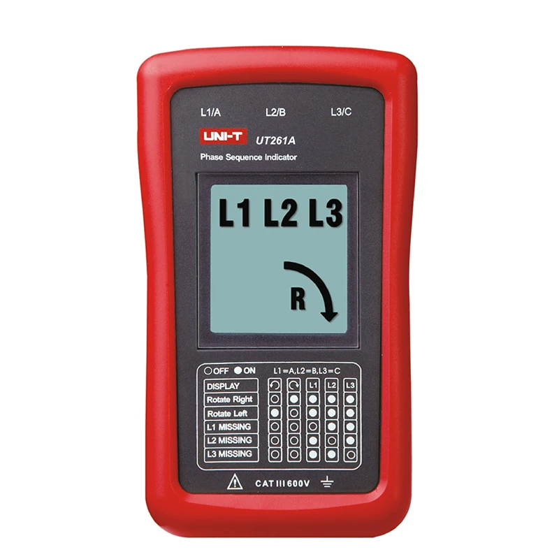 

UNI-T UT261A Phase Sequence and Motor Rotation Indicator 3-Phase Power AC Voltage 40~700V Phase Sequence Indicator