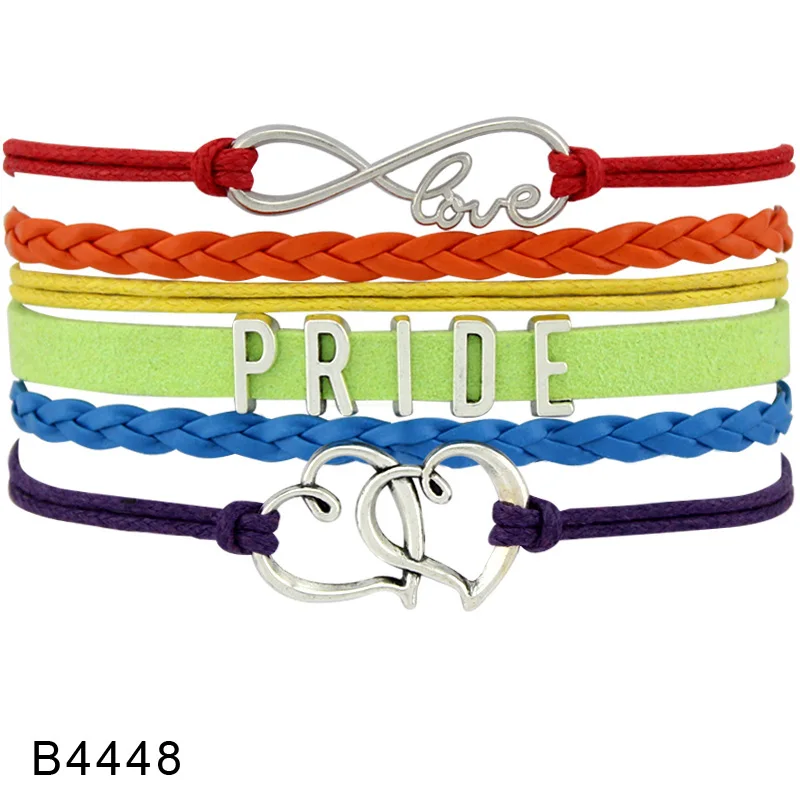 Rainbow Follow Your Heart Infinity Love Wins GLBT Rights Men's Teacher Running LGBT Pride Bracelets for Women - Окраска металла: B4448