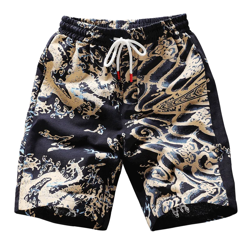 Красивые летние мужские хлопковые эластичные повседневные шорты с принтом размера плюс, уличная одежда в стиле хип-хоп, винтажные короткие спортивные штаны, шорты для тренировок