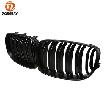 

POSSBAY Matte Black Car Front Kidney Grille for BMW 1-Series E82 125i/128i/135i Coupe 2007-2013 Double Slats Racing Grilles