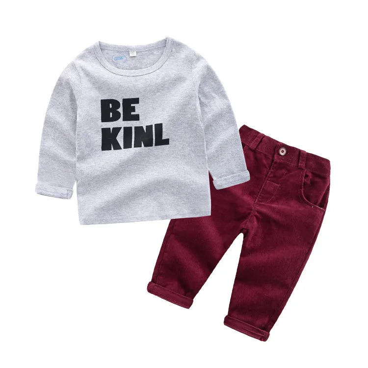 

A Generation of Fat xin rui Childrenswear New Spring And Autumn Male Baby Lettered Sleeves CHILDREN'S Suit Corduroy Pants