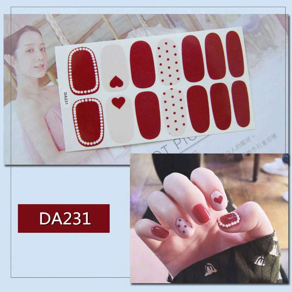 

3D Full Nail Sticker Colorful Cute Flower Glitter Strawberry Leaf Transfer Sticker Decals Glitter DIY Gel Nail Decoration