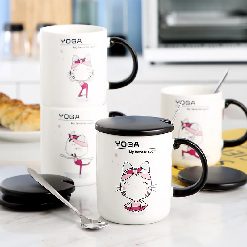 

320ml Durable Fashionable Simple Cute Creative Cartoon Ceramic Cup Office Household Mug Breakfast Milk Coffee Cup Daily Use
