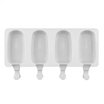 

4-Grids Ice Cream Mold Makers Silicone DIY Ice Lolly Bar Freezer Moulds Suitable For Making DIY Ice Easy to Use And Clean