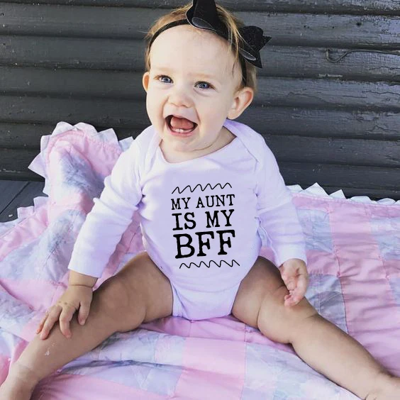 Забавные детские комбинезоны «My Aunt Is My BFF» для мальчиков и девочек; Осенний комбинезон унисекс с длинными рукавами; зимний комбинезон для малышей