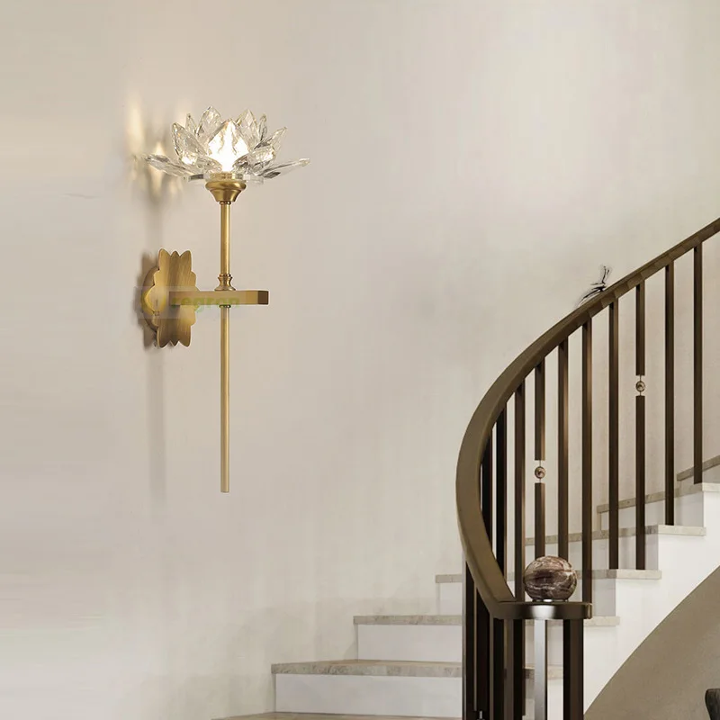 Хрустальная медная настенная лампа для гостиной Золотой светодиодный декор