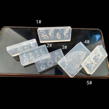 

5Pcs/Set Crystal Epoxy Resin Mold Leaves Flower Starfish Shell Nail Carving Decorations Silicone Mould DIY Craft Stencil