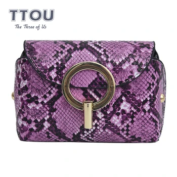 

TTOU Fashion Women Serpentine Pattern Waist Pack Leather Ladies High Quality Snake Skin Waist Belt Phone Fanny Pack Purses 2019