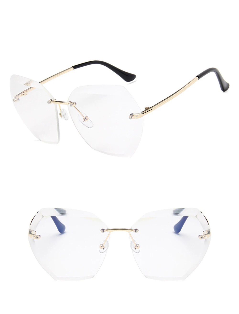 2025 neue Mode Marke Design Vintage Randlose Sonnenbrille Frauen Männer Retro Sonnenbrille Weibliche UV400 Gradienten Objektiv Sonnenbrille – Detail 12