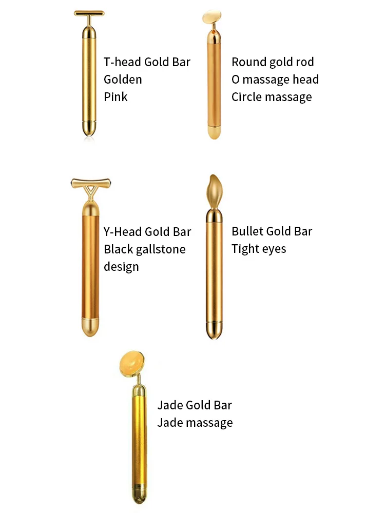 Электрическая Косметическая палочка, 24 K, золотая, для женщин, для красоты, массажная палочка,, горячая распродажа, для семейного лица, для похудения, для коррекции фигуры, для выцветания морщин, инструмент для ухода за лицом
