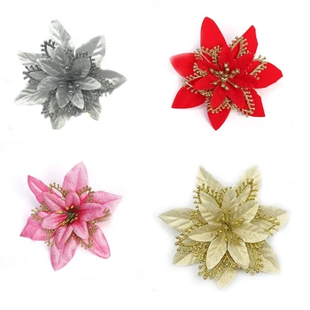 

20Pcs Christmas Flower Fabric Christmas Tree Decoration Artificial Flower Party Home New Year Ornament DIY