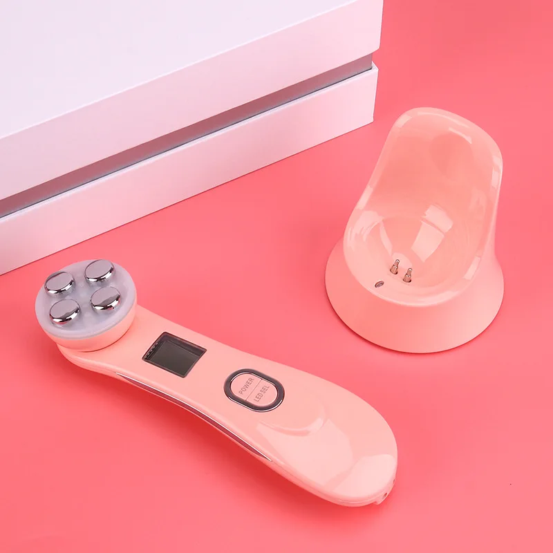 5 in 1 Facial Beauty Instrument Mesotherapy Electroporation RF Radio Frequency LED Skin Care Device Tighten Beauty Machine - Цвет: Pink With Box