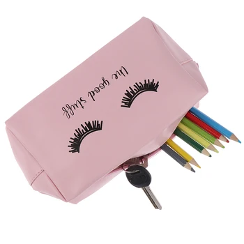 

New Pink Handbag kawaii Eyelashes Cosmetic Bag PU Makeup Pouch Beauty Case Vanity Make Up Bag For Women Travel Organizer