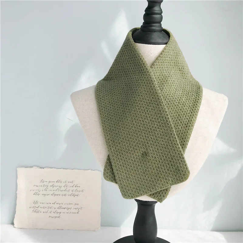 green Мягкий Вязаный кашемировый детский шарф, зимний однотонный шерстяной шарф для женщин, черные мужские шарфы, теплые шарфы для мальчиков и девочек - Цвет: green