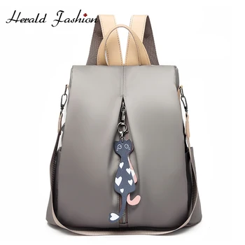 

Casual Anti-theft Ladies Backpack Fashion Simple Solid Color School Bag Oxford Cloth Shoulder Bag High Capacity Travel Backpacks