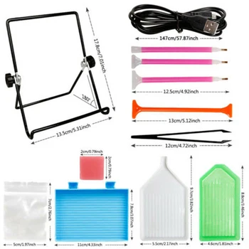 

DIY Tools Set 5D Diamond Embroidery Painting Kit Aluminium Alloy LED Light Pad Light Board Stand Holder
