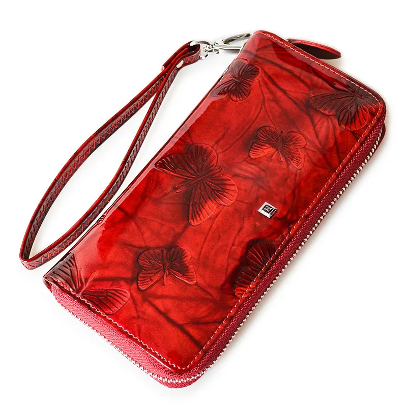 Wallet Butterfly Wristlet Long-Purse Female Genuine-Leather Women Clutch Phone-Pocket