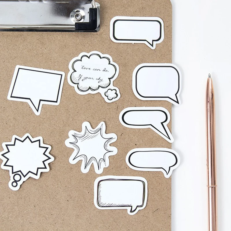 

Cartoon Bubble Chat Dialog Style Sticker White Adhesive Paper Sticker Papeleria Dialog Box Scrapbooking Diary Planner Decorative