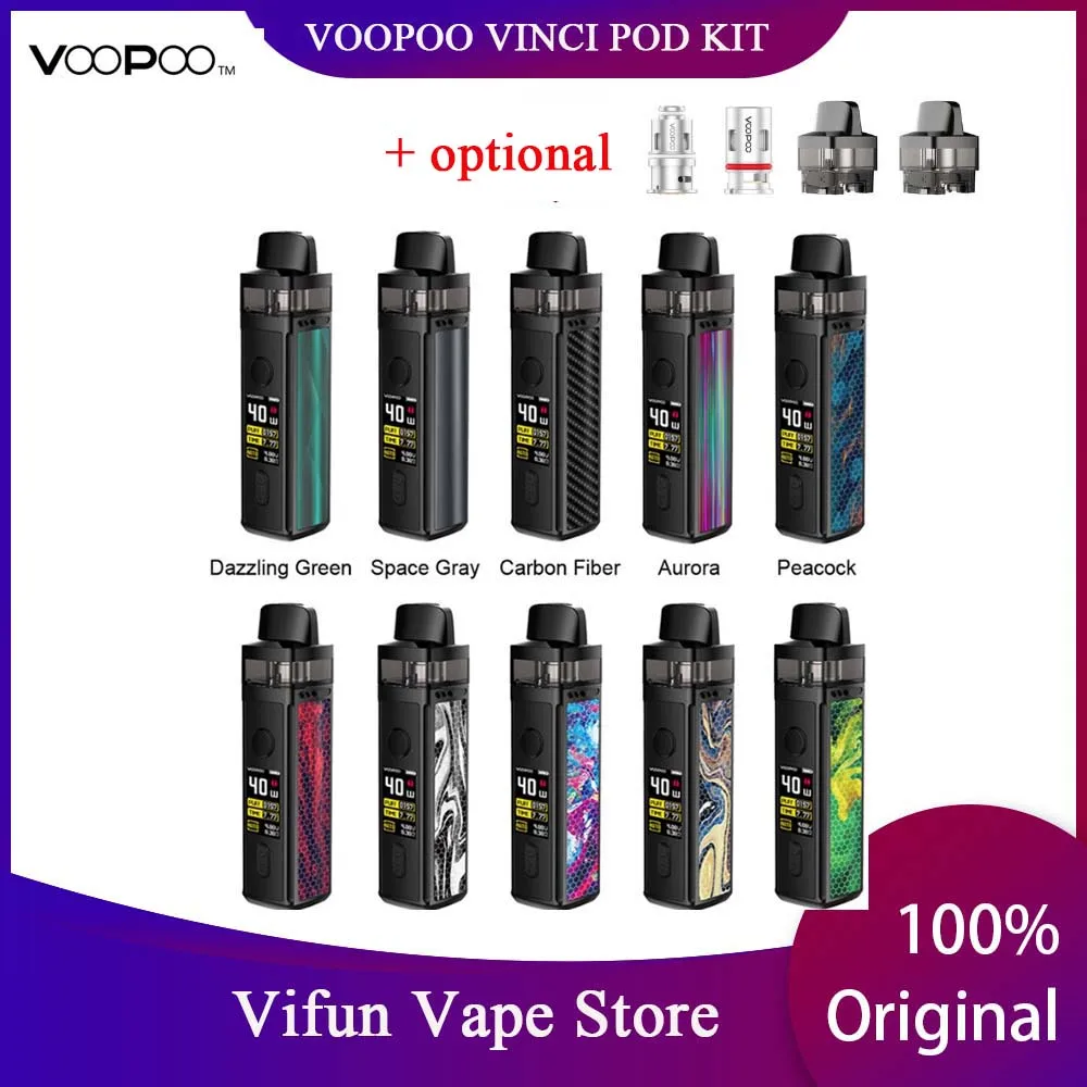 NEW Original VOOPOO VINCI Mod Pod Vape Kit E-cig w/ 1500mAh Battery & 5.5ml Pod & 0.96 inch TFT Color Screen Vs Drag Nano/Shogun