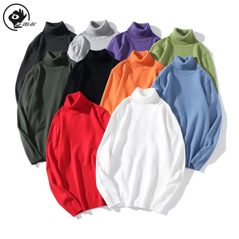 

Little Raindrop Male sweater men Winter Pullover Turtle Neck Men's Jumper Mens Knitwear Solid Turtleneck Men Sweater