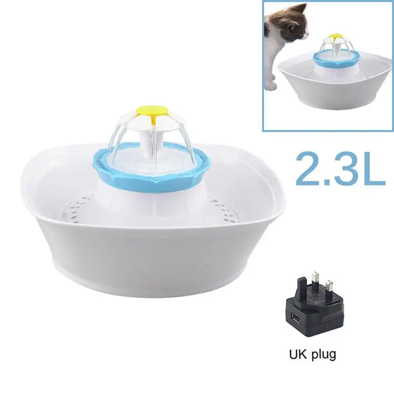 Автоматический фонтан для домашних животных для кошек фонтан собаки поилка Великобритания/ЕС/США Электрический диспенсер для воды питьевой чаши для кошки - Цвет: UK Plug