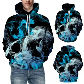 

Casual Sweatshirt Men Winter Long Sleeve 3D Digital Print Drawstring Plus Size Loose Hoodies