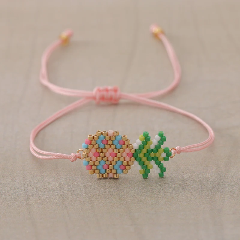 

G.YCX Cute Hand-knitted Pineapple Fruit Bracelet Two-layer Rope Chain Jewelry Delica MIYUKI Bracelet Women Men Bestfriend Pulser