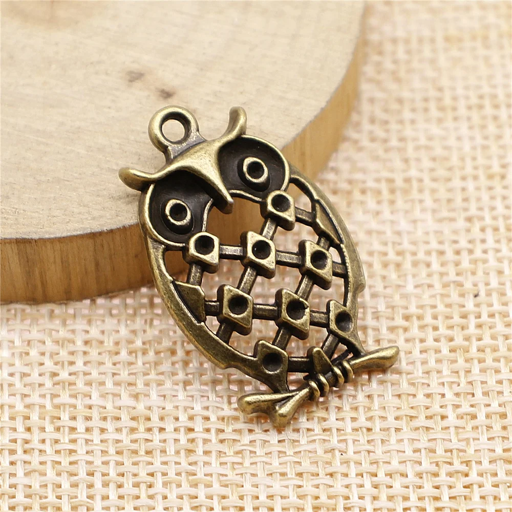 

free shipping 16pcs 31x19mm antique bronze owl charms diy retro jewelry fit Earring keychain hair card pendant accessories