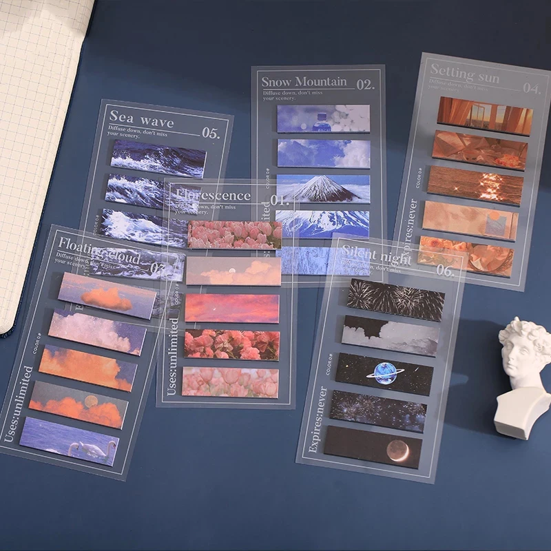 

100pcs/lot Cute Stationary Memo Pads Ins Style Flowers Snow Mountains Clouds Sunset Waves Office Stationery Supplies