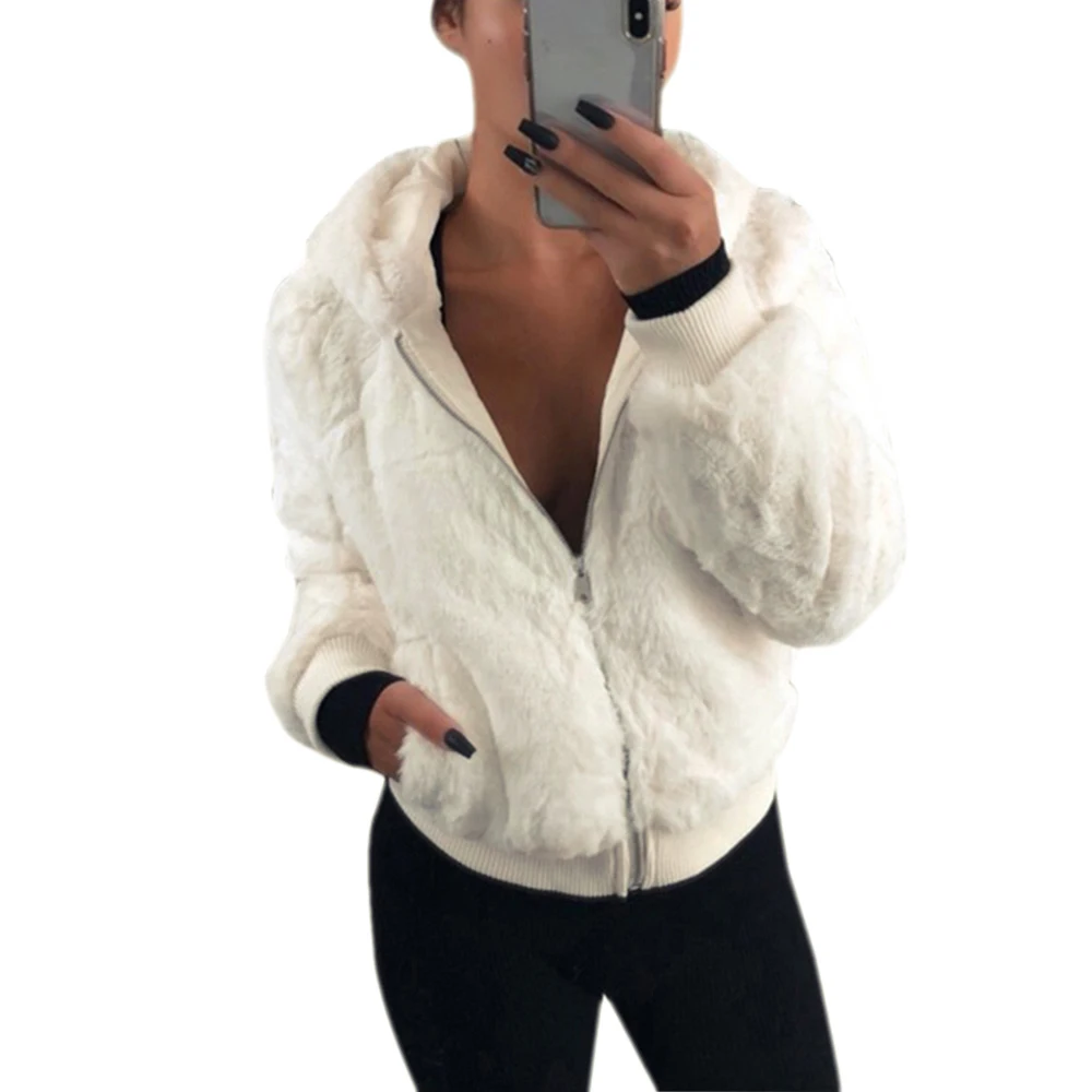 Women Long Sleeveless hoodies Faux Fur Coat Vest Winter Jacket Casaco Feminin Female Autumn Fleece Plush Veste Femme