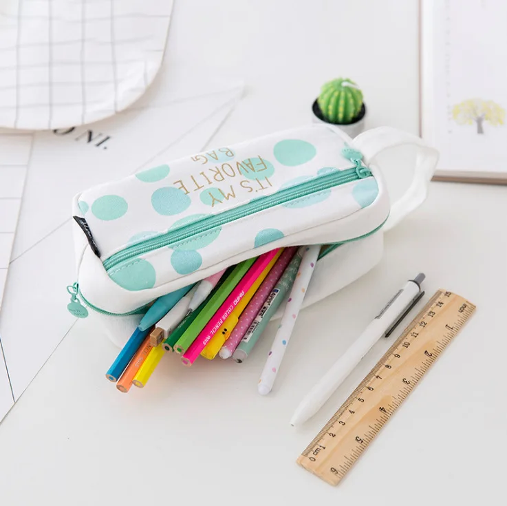 

Canvas new large-capacity pencil bag Primary and secondary school square pencil case Creative small fresh stationery bag