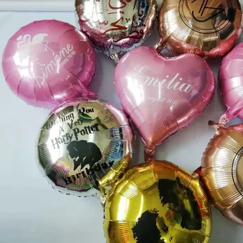 

Promotional logo prints DIY design Aluminum foil balloons Party decoration Classic toys 18inch 100pcs/lot Circle /Star /Heart