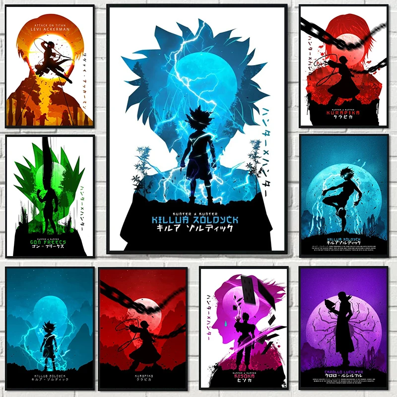 Anime Hunter X Cool Poster Killua Zoldyck Kurapika Gon Freecss Hisoka Wall Canvas Painting HD Print Kawaii Room Decor | Дом и сад