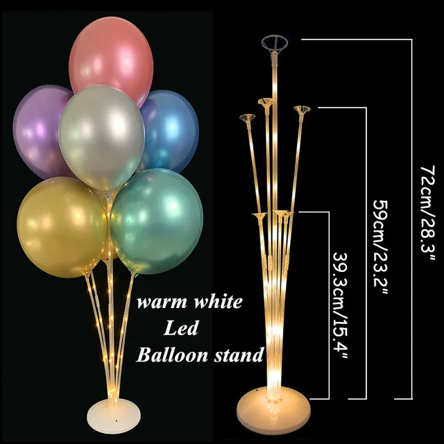 1 Set LED Light Balloon Column Support Display Stand Table Floating Birthday Wedding Party Decor Balloons Holder Stick Accessory 72cm led stand 1