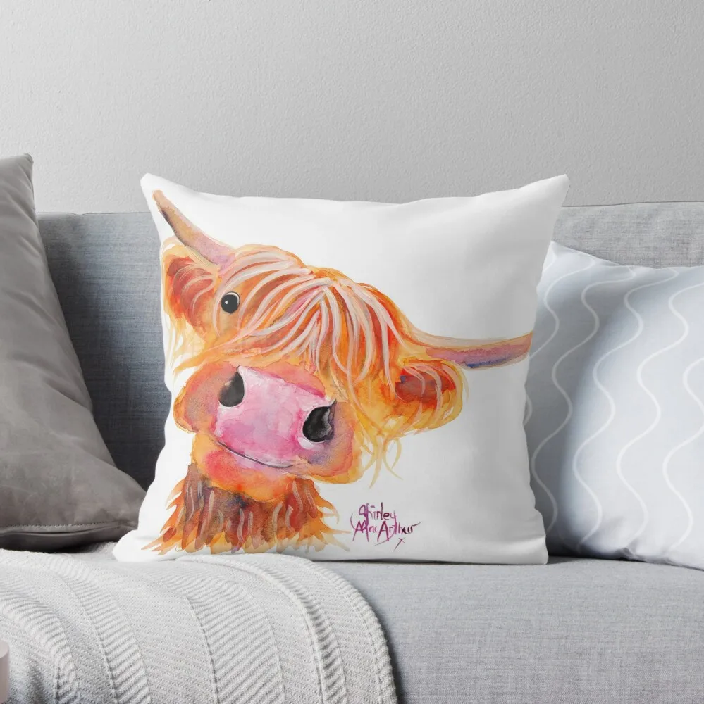 

Highland Cow 'NESSIE' from Original Painting by Shirley MacArthur Throw Pillow Pillowcase Home Decorative Sofa Pillow Cover