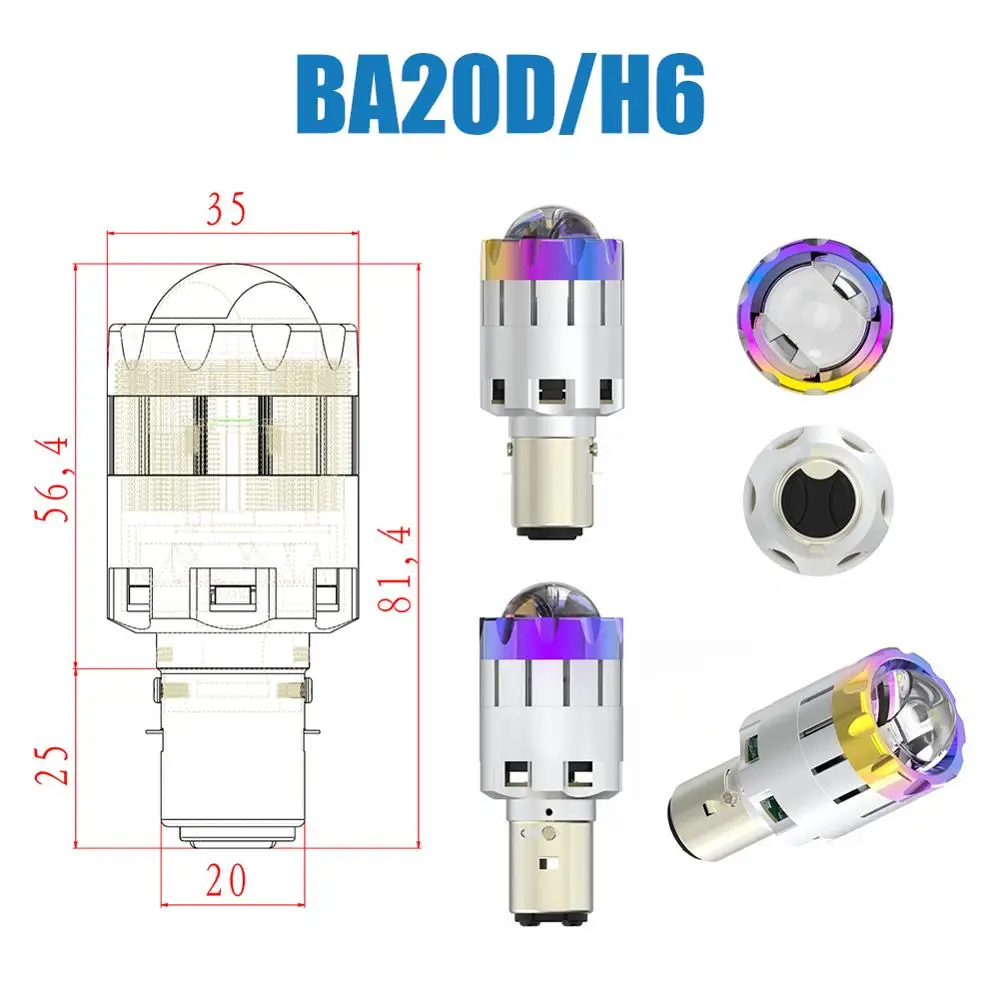 Светодиодная мотоциклетная лампа BA20D H6 для фар яркий проектор высокой и низкой