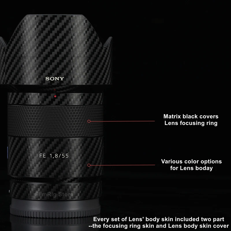 Pele para Sony Anti-risco Cabolsa Premium Decalque Sonnar t * fe 55mm F1.8 za Sel55f18z Lente Protetor Envoltório Capa Adesivo - Image 2