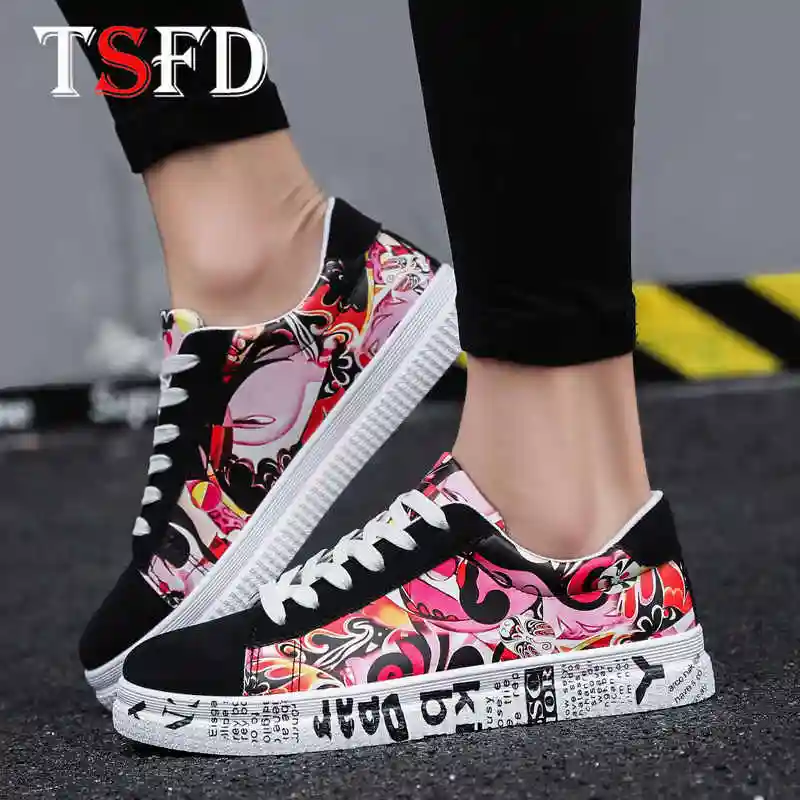 低メンズカジュアルシューズ通気性春スニーカー男性靴21ドラマ顔プリント靴ファッションカップル新f2 メンズカジュアルシューズ Aliexpress