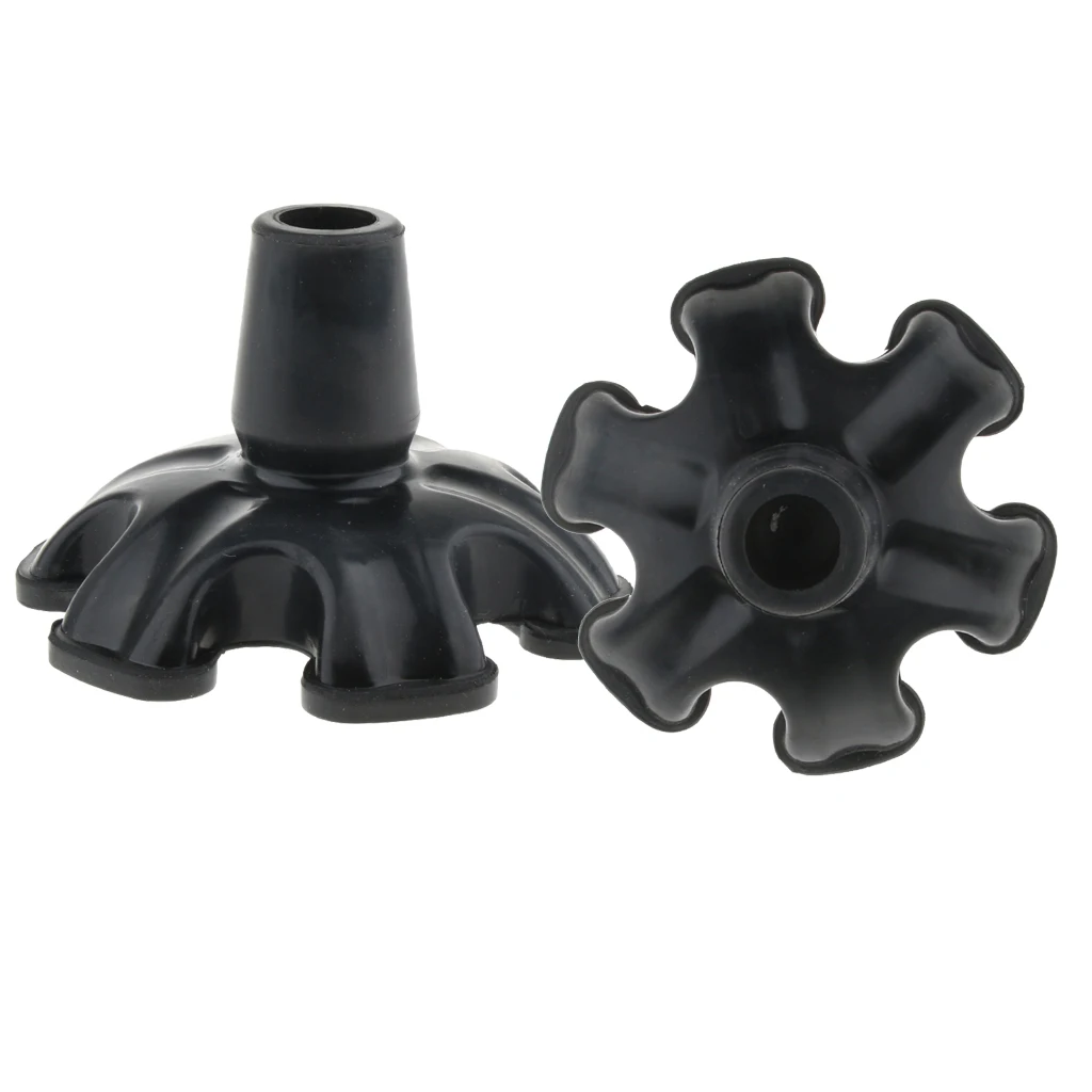 2Pcs Tripod Quad Hexagonal Rubber Replacement Tip Tools End Cap for Cane Walking Stick Crutches 3/4 Inch 19mm -Black, Hexagonal