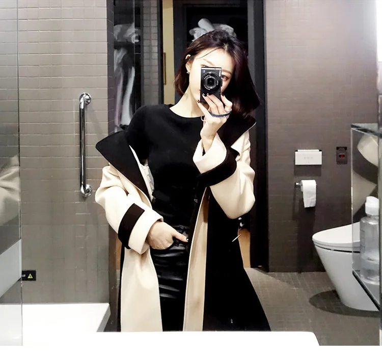 Женские темпераментные длинные шерстяные свободные Befree Vadim Harajuku Modis Veste Manteau Femme Hiver ветровка твидовое пальто