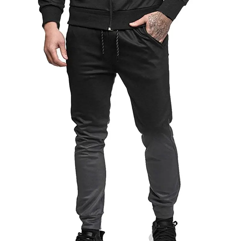 Мужская спортивная одежда, 3D принт, плиссированные толстовки на молнии с капюшоном, повседневный осенний полосатый пиджак со складками+ брюки, градиентные наборы - Цвет: Dark Gray Pants