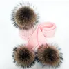 Women Winter Scarf 2025 fur pompom Scarves Thick Warm Headband Lady shawls Wraps Blanket Female hat scarf set 1