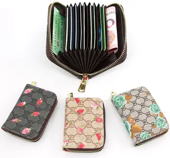 

Portable PU Leather Coin Purse Business ID Card Holder Bank Credit Card Wallet Keychain Bus Cards Cover Multi Function Card Pack