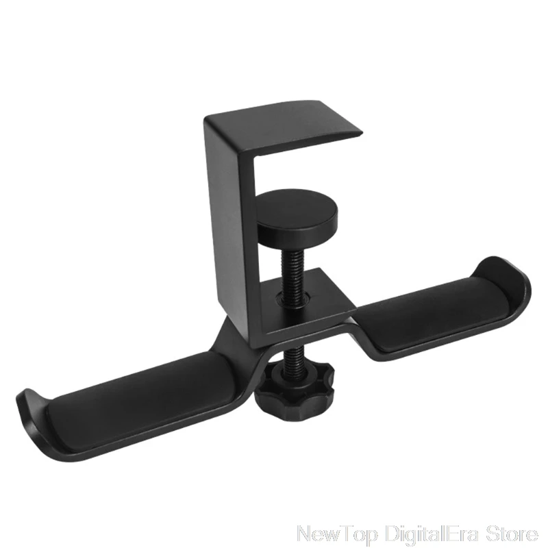 Aluminium Alloy Headphone Holder Headset Bracket Hanger Metal Wall Clamp Hook Rotatable Double Earphone Stand Desktop S18 20