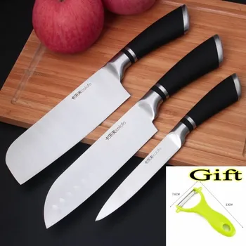 

3 PCS Popular Stainless Steel Kitchen Knife Set Chopping Santoku Utility Knife 3Cr14mov Chef Knives Set Super Sharp Cooki