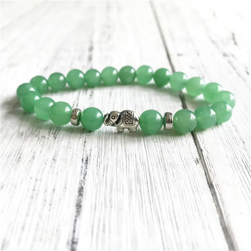 8MM Natürliche Aventurin Armband Grün Perlen Yoga Armbänder Mode Handgelenk Mala Armband Meditation Schmuck – Detail 5